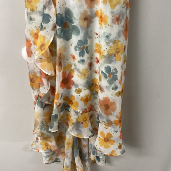 NWT ANTHROPOLOGIE ASYMMETRICAL HEM FLORAL WATER COLOR SPAGHETTI STRAP DRESS XS - Picture 9 of 16